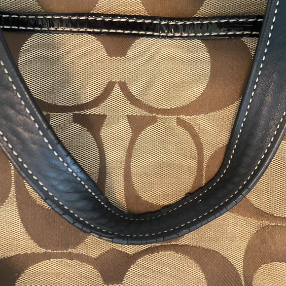 Coach F14941 Tan Black Laura Signature Monogram Canvas Shoulder Purse Authentic - Picture 3 of 13